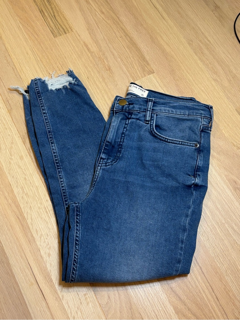 We The Free Indigo High-Rise Skinny Jeans with Raw Hem